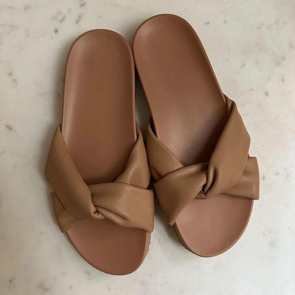 J. Crew Brown Knotted Slide Sandals